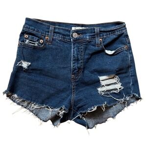 Levi's Women's Dark Wash High Waisted Blue Jean Shorts size 6